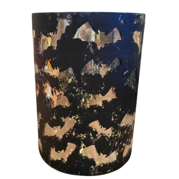 Raven’s Wing 10” Mercury Glass Hurricane Candle Holder – New